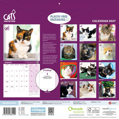 Cats Protection Wall Calendar 2027