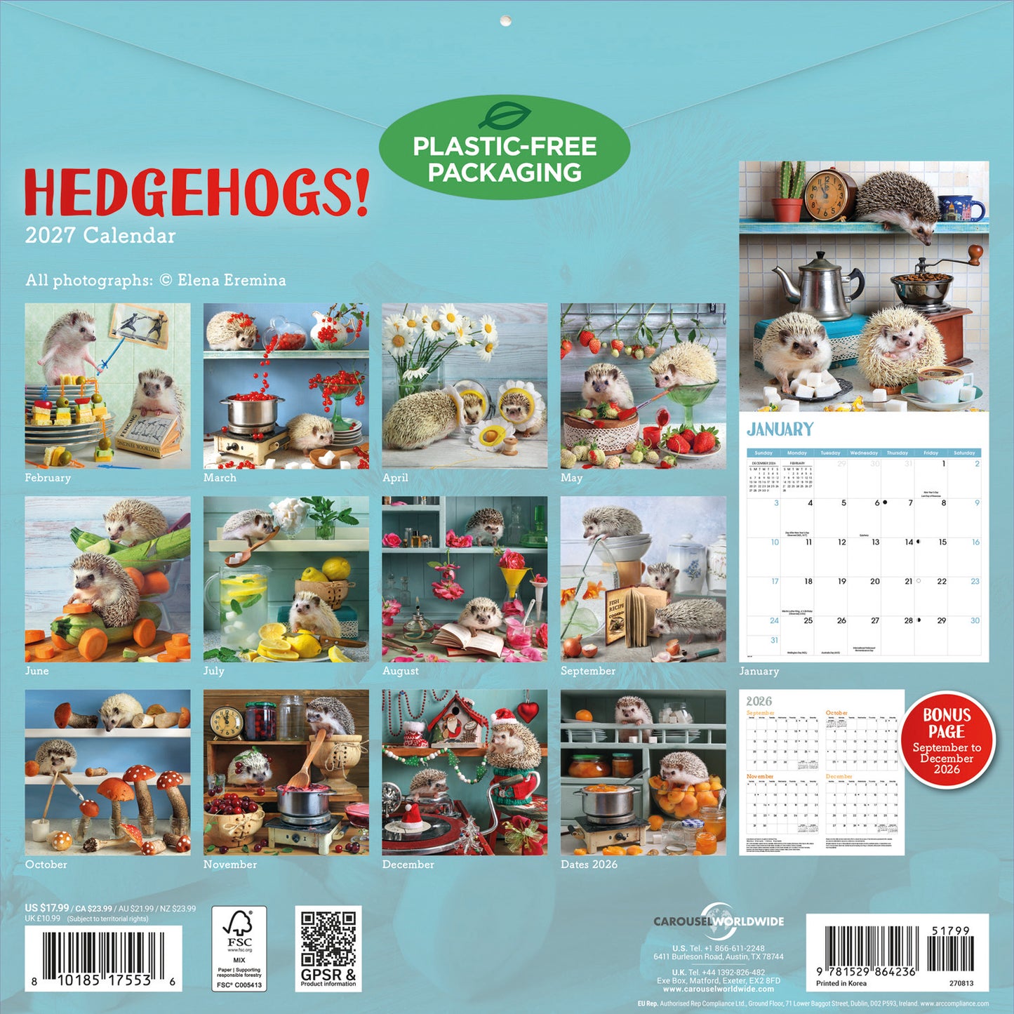 Hedgehogs! Wall Calendar 2027