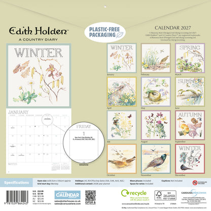 Country Diary, Edith Holden Wall Calendar 2027