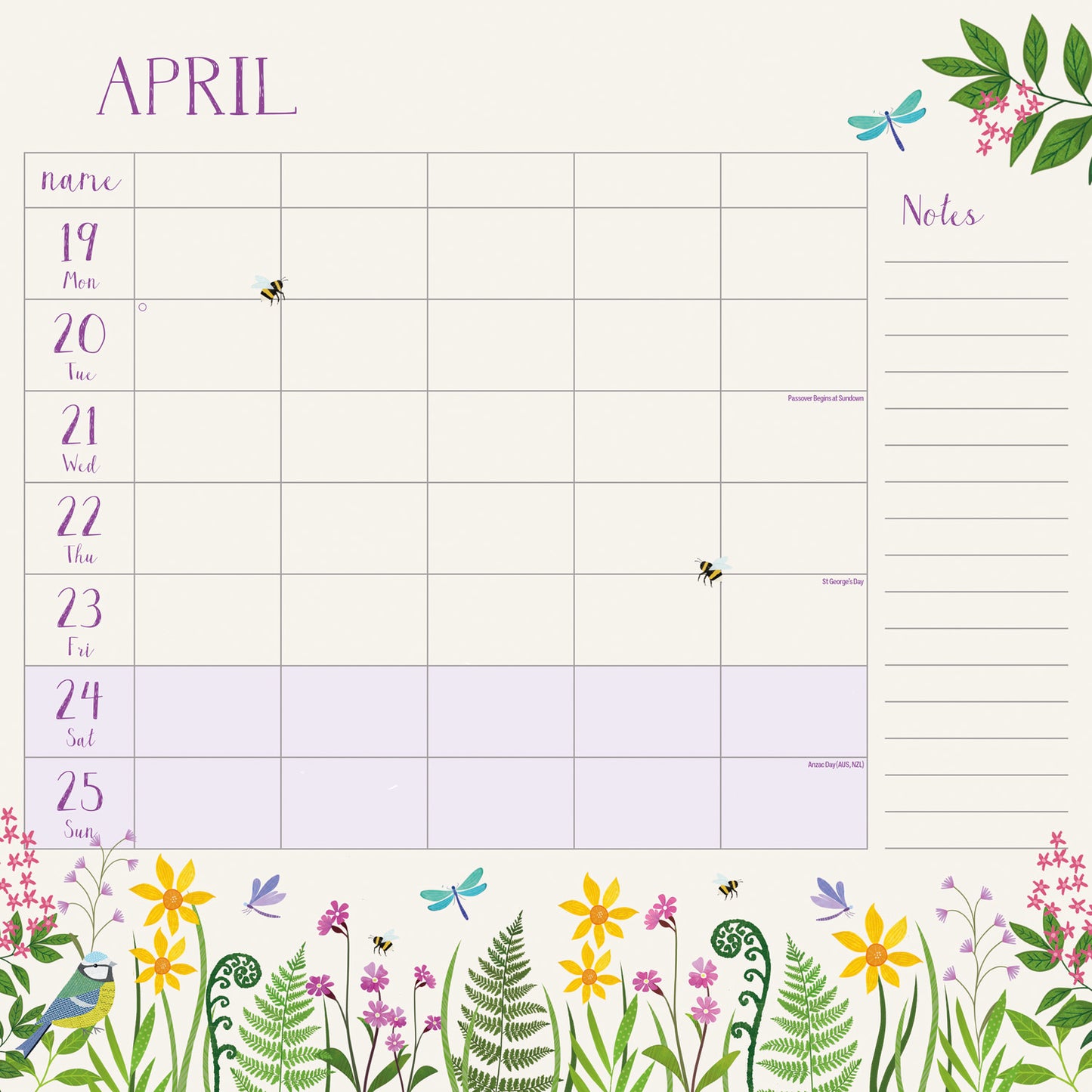 Georgia Breeze WT Planner Wall Calendar 2027