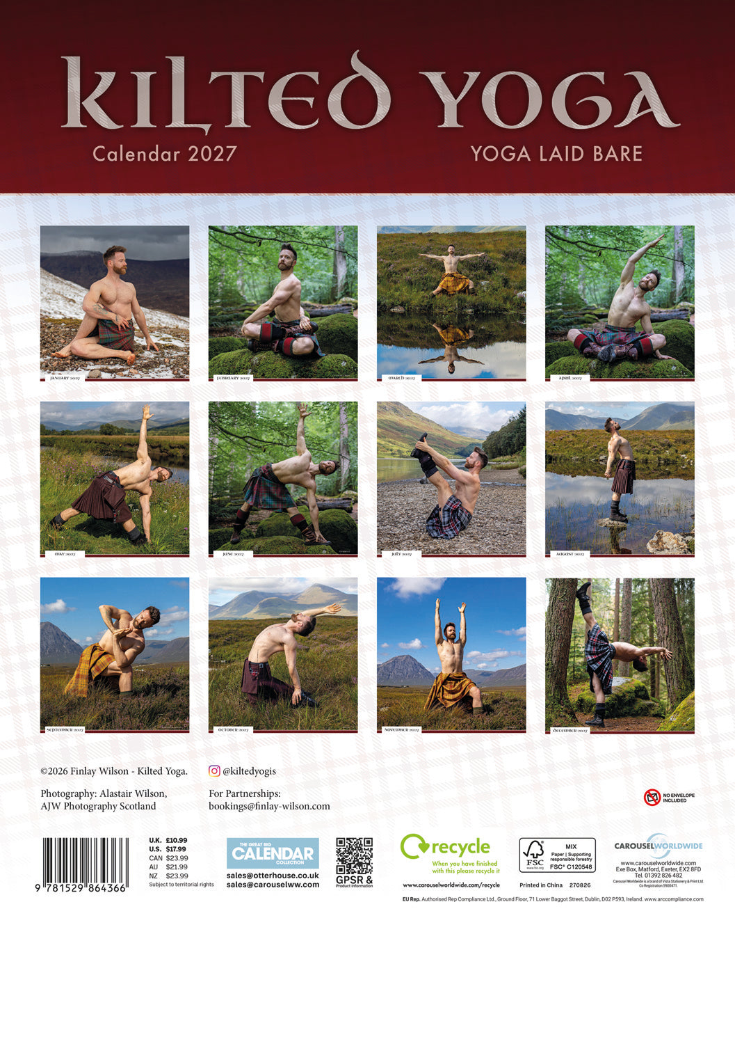 Kilted Yoga A3 Calendar 2027