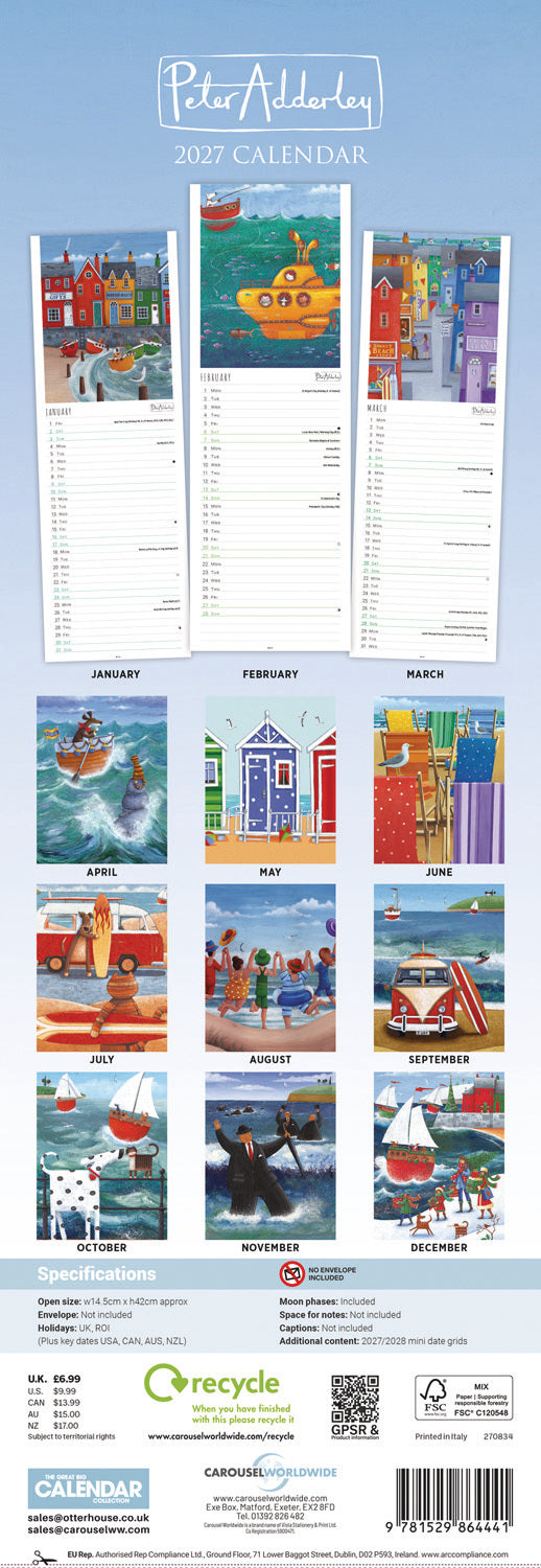 Peter Adderley Slim Calendar 2027