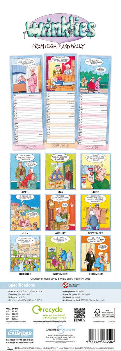 Wrinklies Slim Calendar 2027