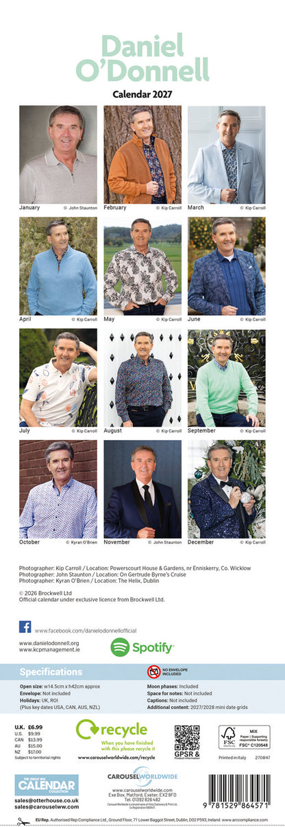 Daniel O'Donnell Slim Calendar 2027
