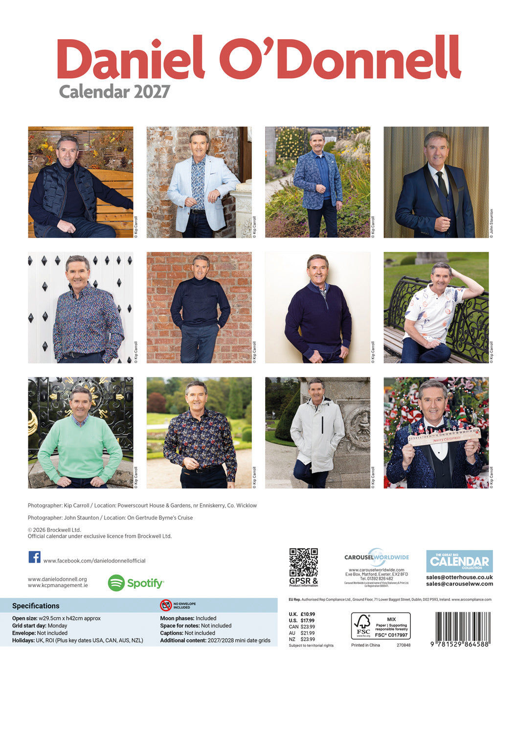 Daniel O'Donnell A3 Calendar 2027