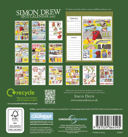 Simon Drew Easel Calendar 2027