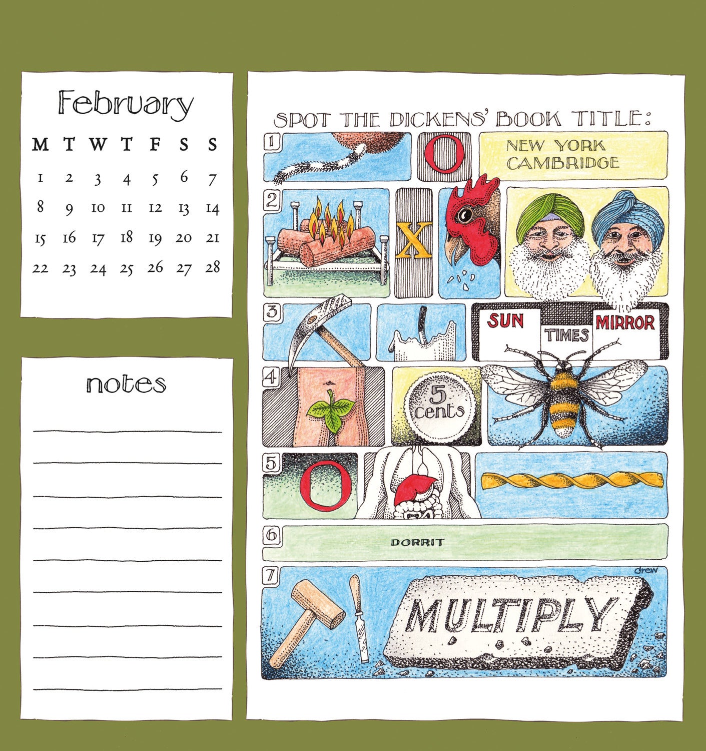 Simon Drew Easel Calendar 2027