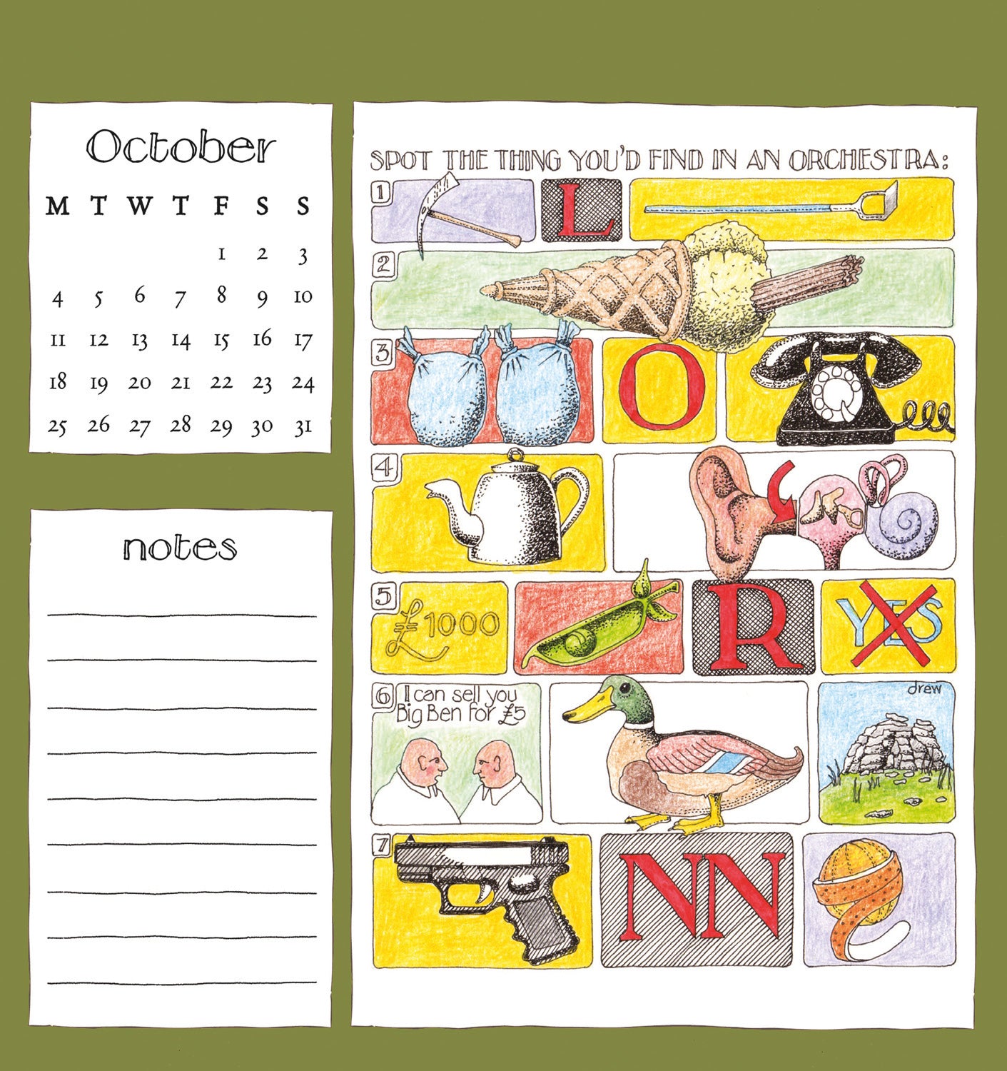 Simon Drew Easel Calendar 2027