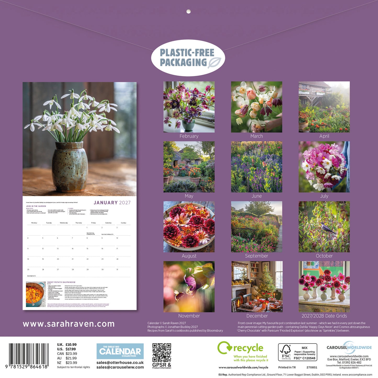 Sarah Raven Wall Calendar 2027
