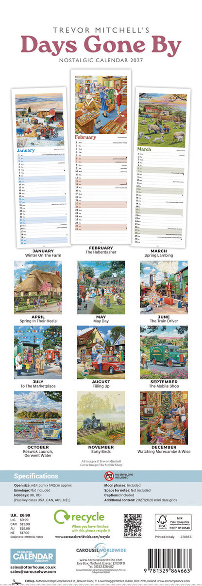 Days Gone By, Nostalgia by Trevor Mitchell Slim Calendar 2027