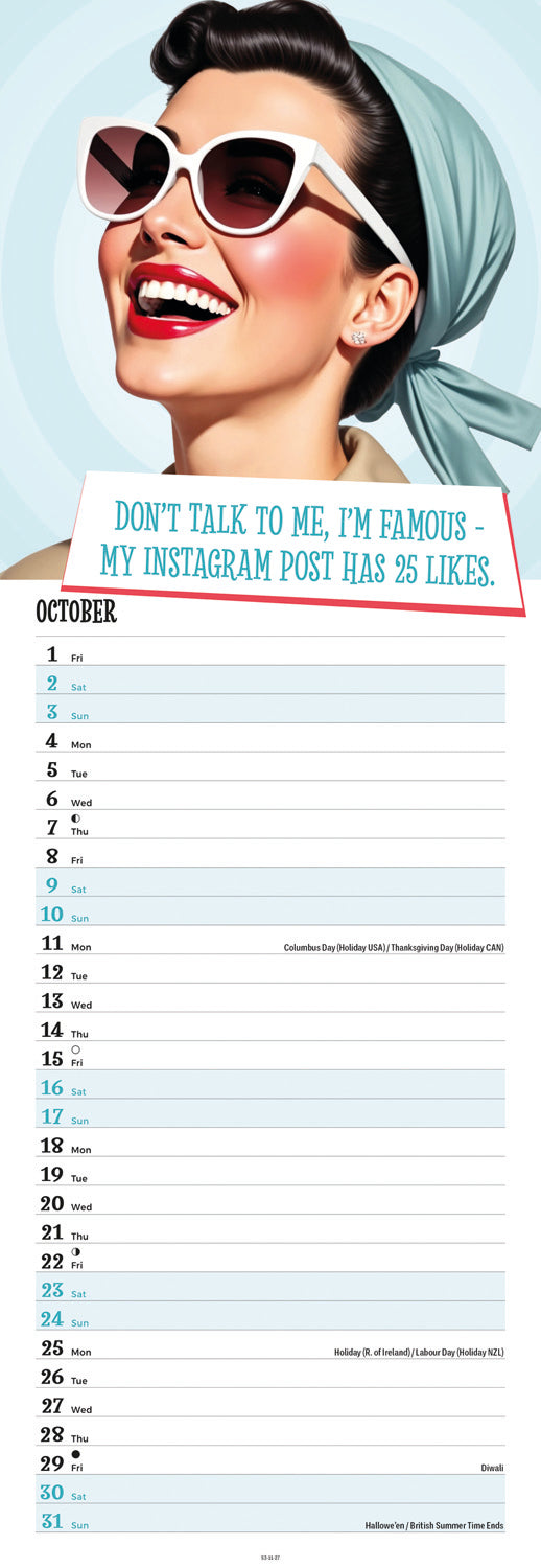 She Who Must Be Obeyed Slim Calendar 2027