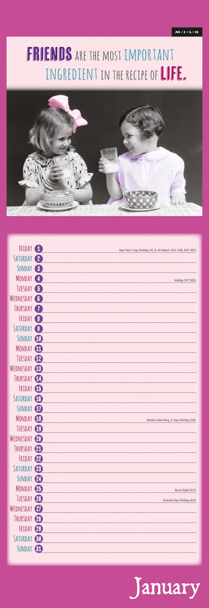 Milk Friendship Slim Calendar 2027