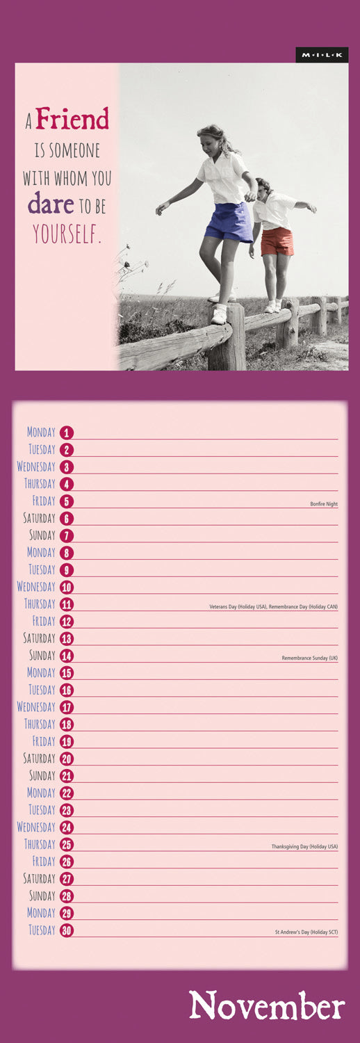 Milk Friendship Slim Calendar 2027