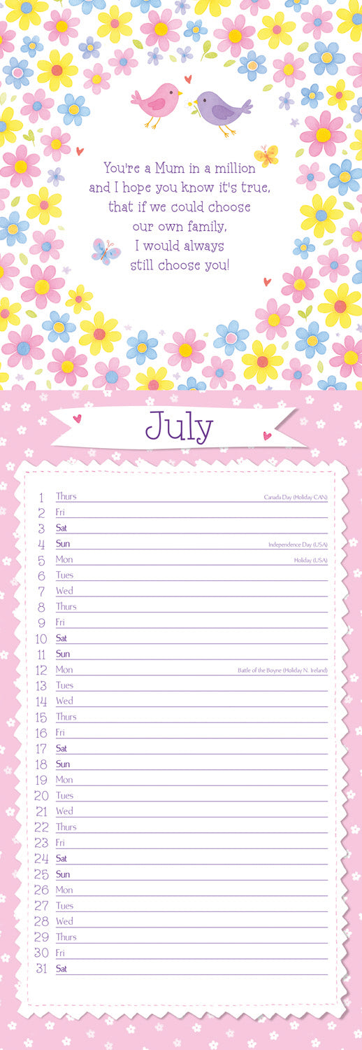To My Mum Slim Calendar 2027