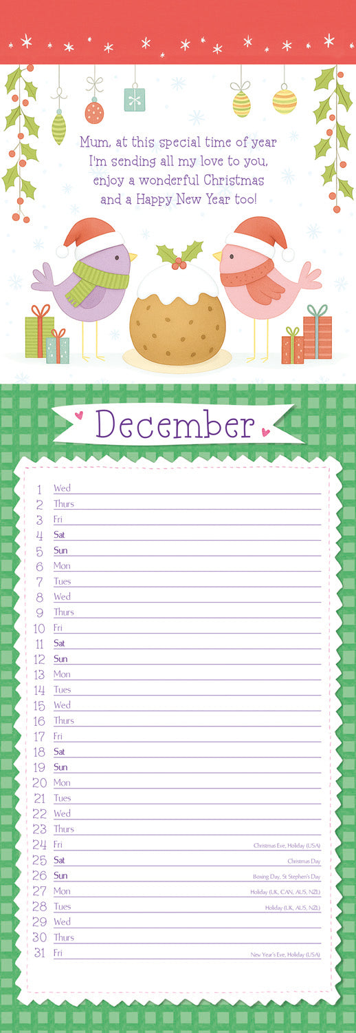 To My Mum Slim Calendar 2027