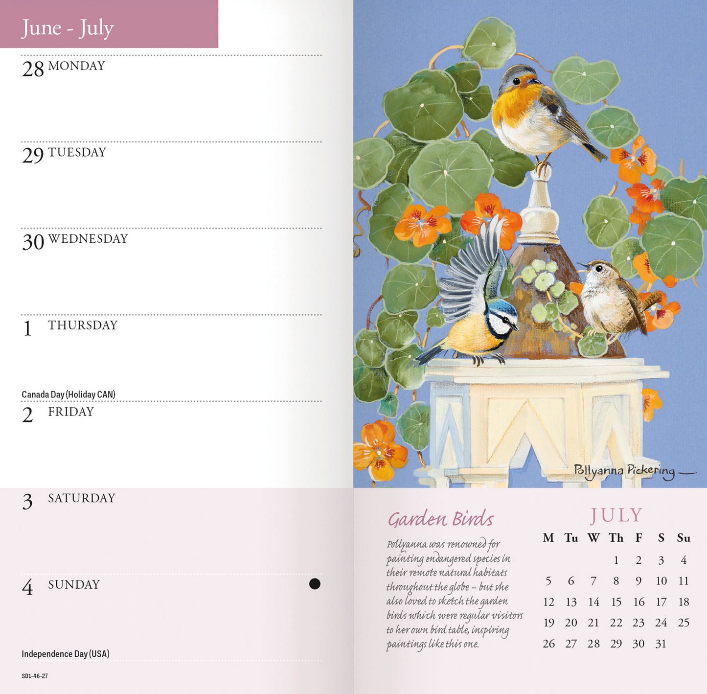 Garden Birds by Pollyanna Slim Diary 2027