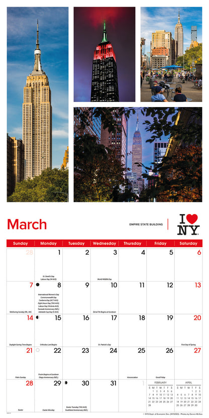 I Love NY, City Wall Calendar 2027