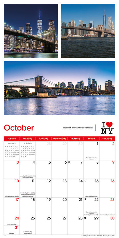 I Love NY, City Wall Calendar 2027