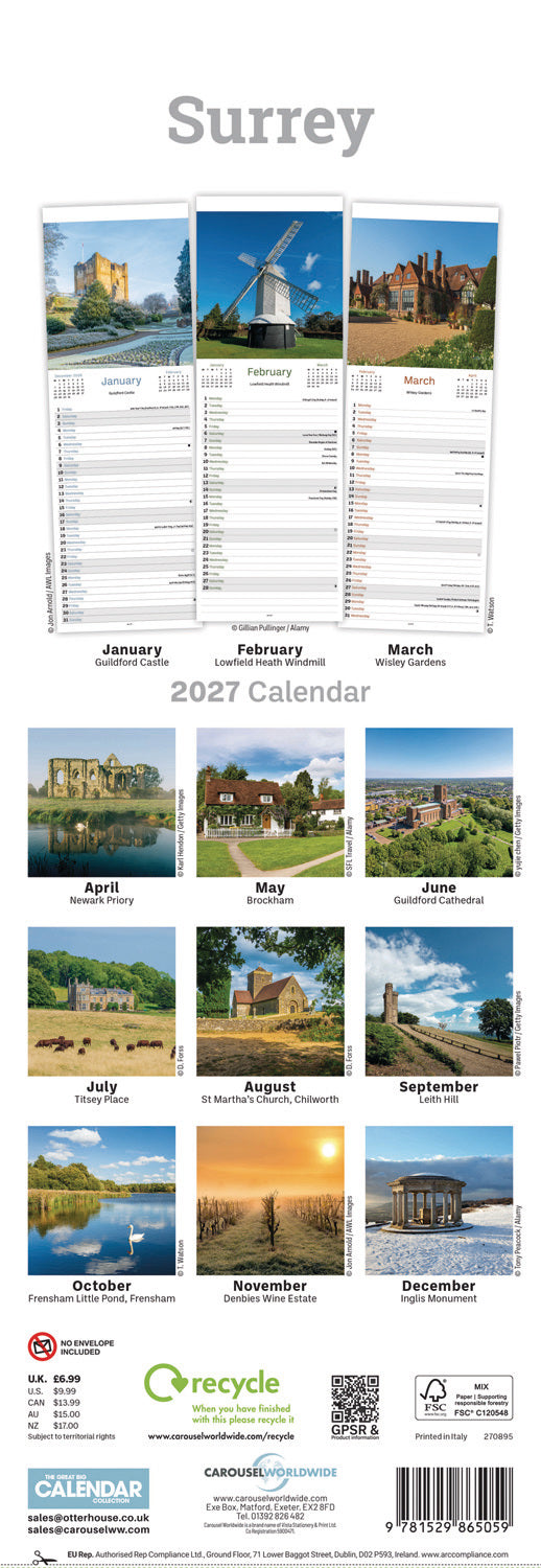 Surrey Slim Calendar 2027