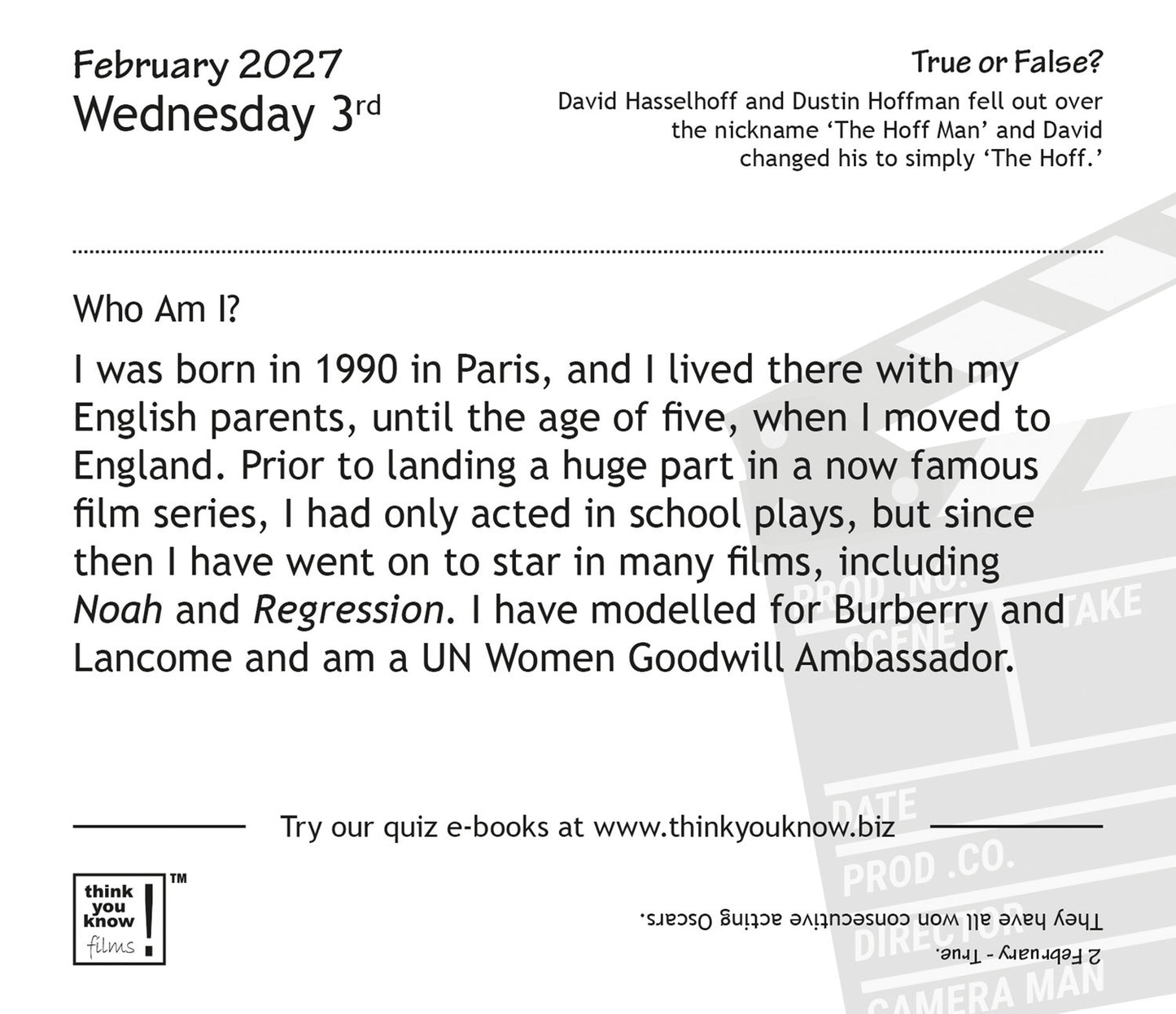 Think You Know Films Box Calendar 2027