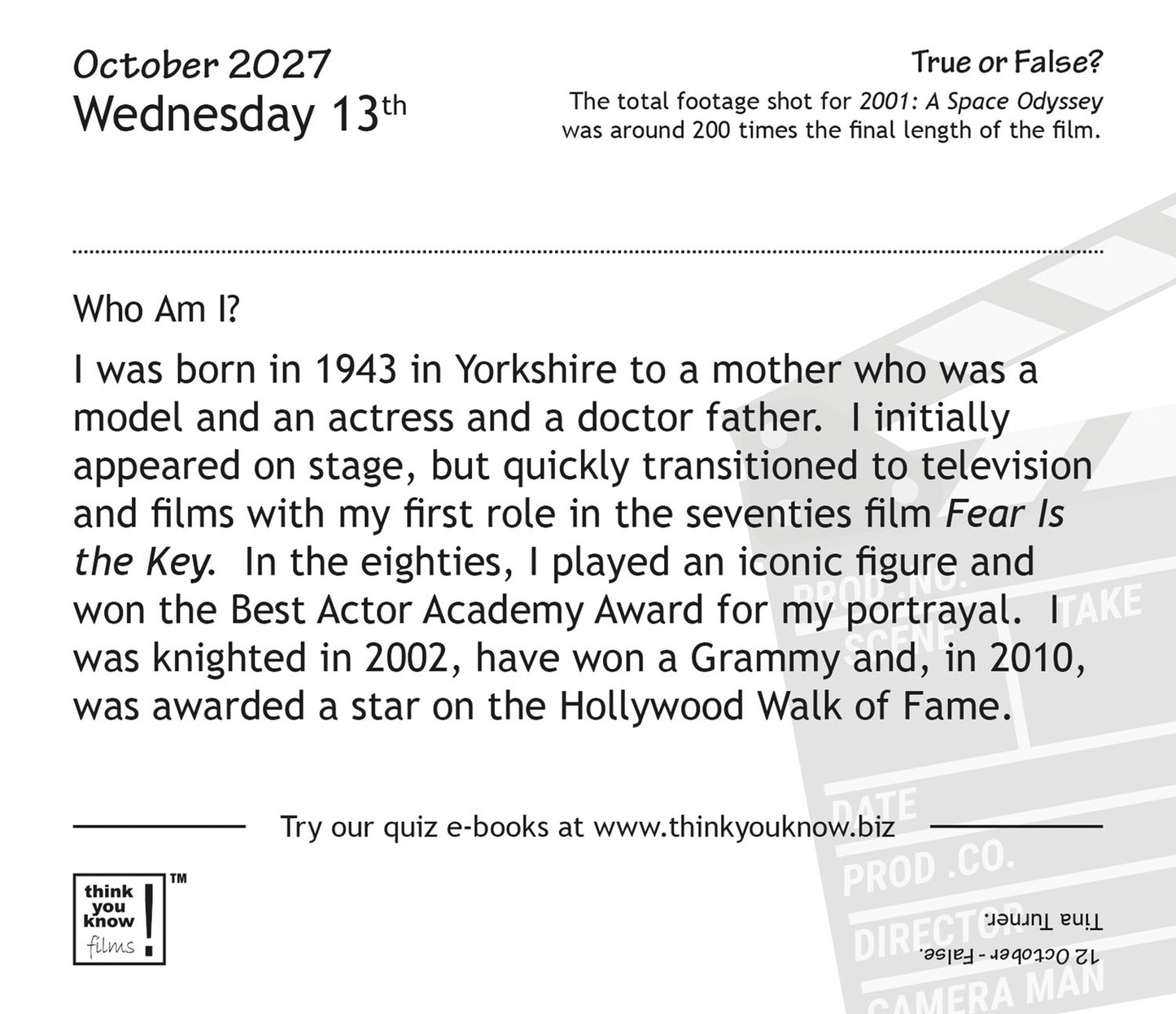 Think You Know Films Box Calendar 2027