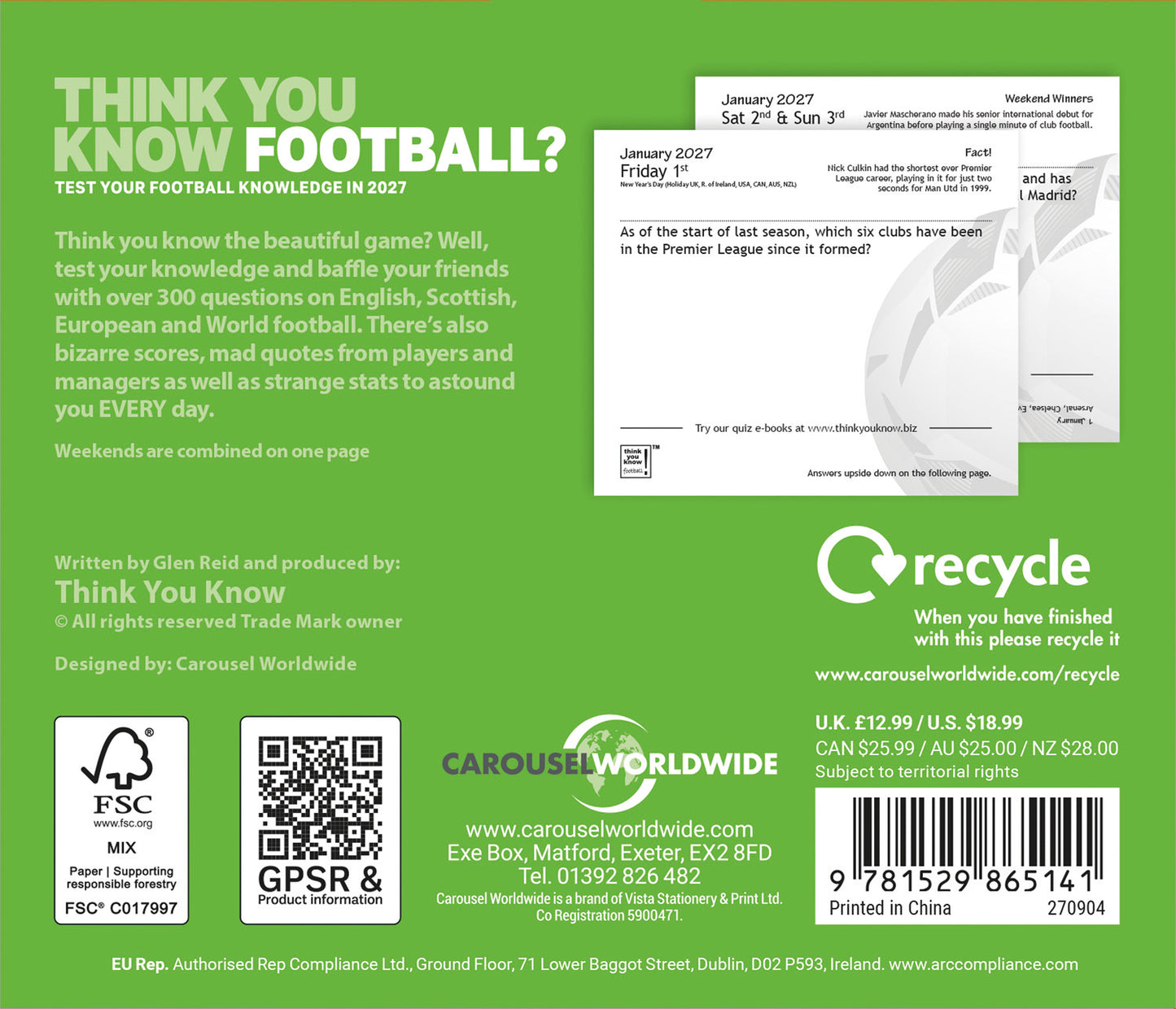 Think You Know Football Box Calendar 2027