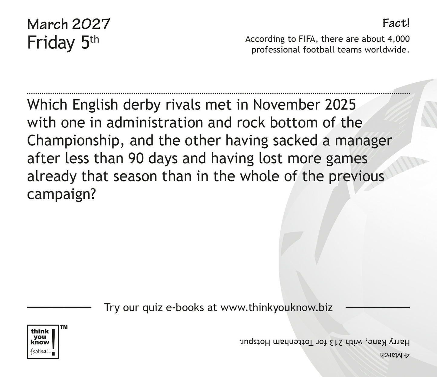 Think You Know Football Box Calendar 2027
