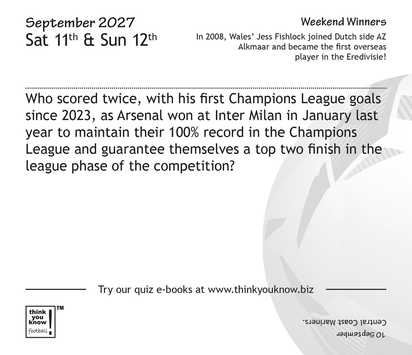 Think You Know Football Box Calendar 2027