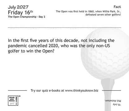 Think You Know Golf Box Calendar 2027