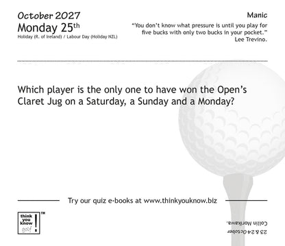 Think You Know Golf Box Calendar 2027