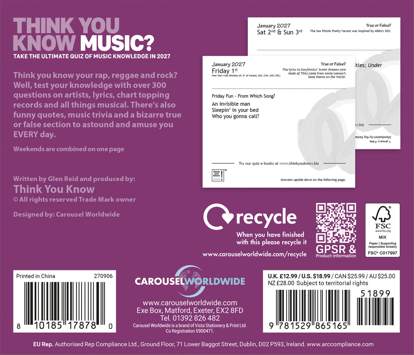 Think You Know Music Box Calendar 2027