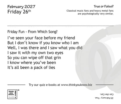 Think You Know Music Box Calendar 2027