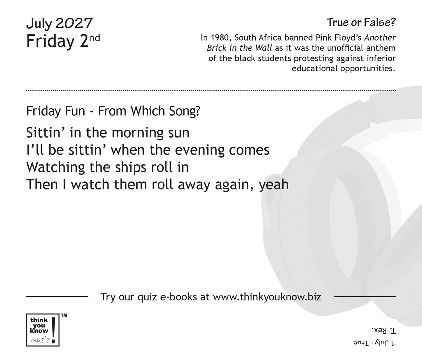 Think You Know Music Box Calendar 2027