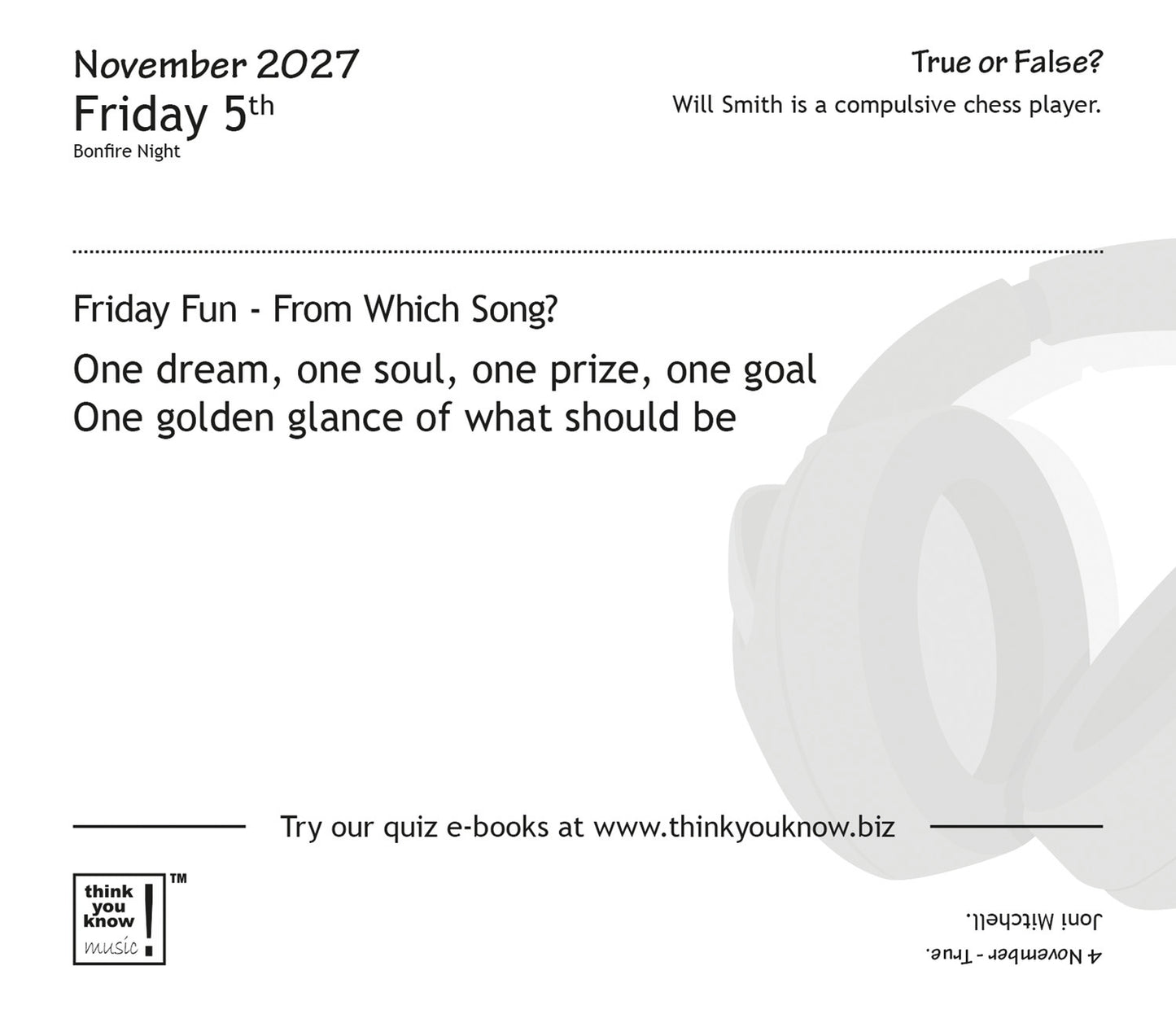 Think You Know Music Box Calendar 2027
