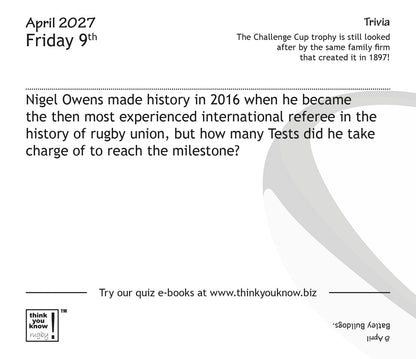 Think You Know Rugby Box Calendar 2027