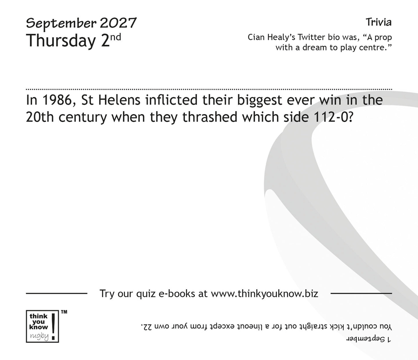 Think You Know Rugby Box Calendar 2027