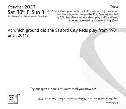 Think You Know Rugby Box Calendar 2027