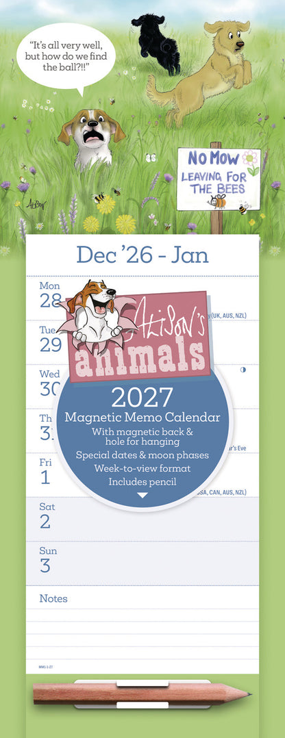 Alison's Animals Week-To-View Magnetic Calendar 2027