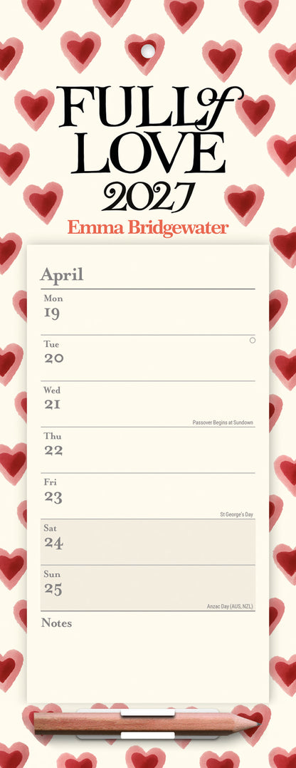 Emma Bridgewater Double Hearts Week-To-View Magnetic Calendar 2027