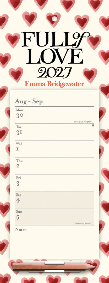 Emma Bridgewater Double Hearts Week-To-View Magnetic Calendar 2027