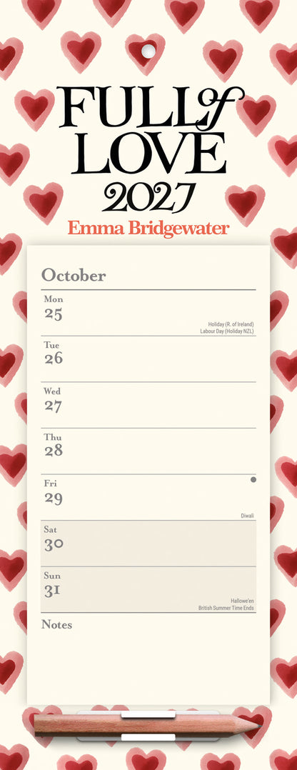 Emma Bridgewater Double Hearts Week-To-View Magnetic Calendar 2027