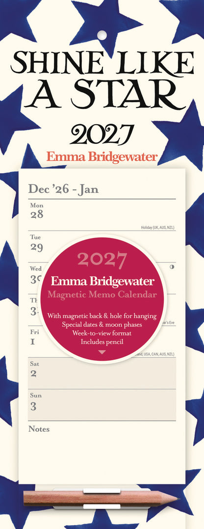 Emma Bridgewater Blue Star Week-To-View Magnetic Calendar 2027