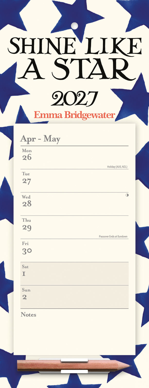 Emma Bridgewater Blue Star Week-To-View Magnetic Calendar 2027