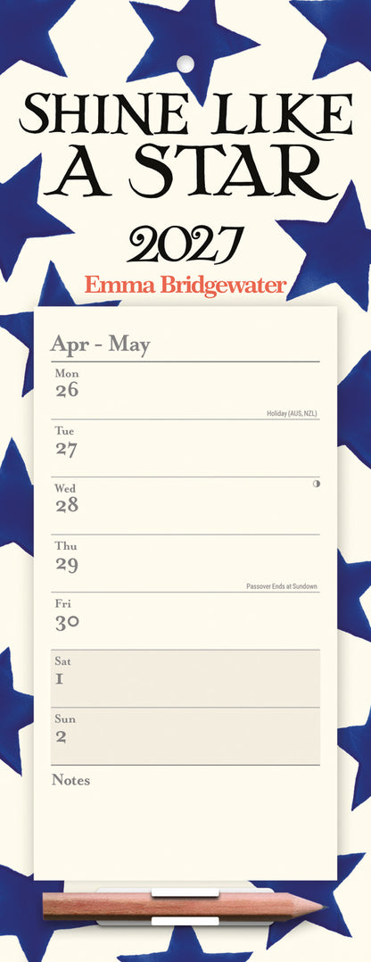 Emma Bridgewater Blue Star Week-To-View Magnetic Calendar 2027