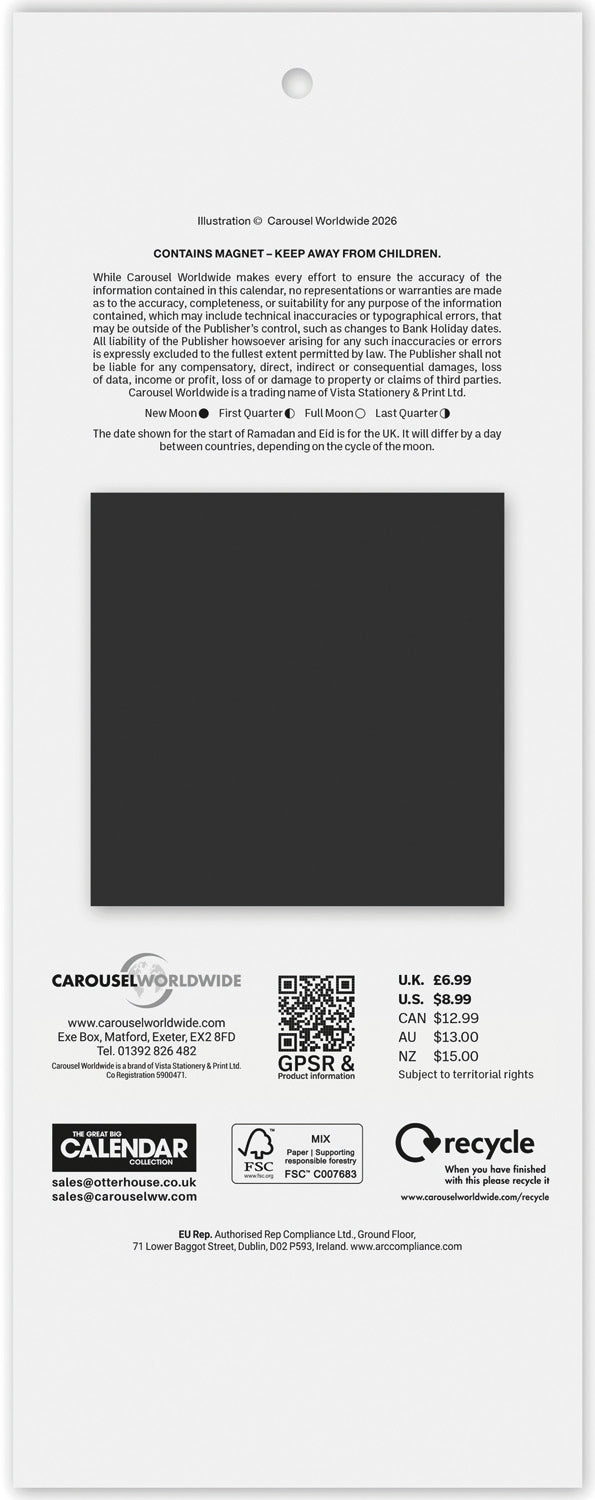 Twit Twoo Week-To-View Magnetic Calendar 2027