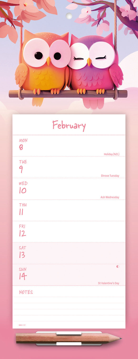 Twit Twoo Week-To-View Magnetic Calendar 2027