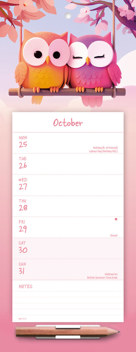 Twit Twoo Week-To-View Magnetic Calendar 2027