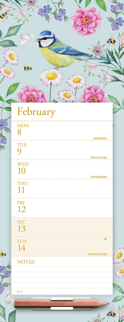 Vintage Garden Week-To-View Magnetic Calendar 2027