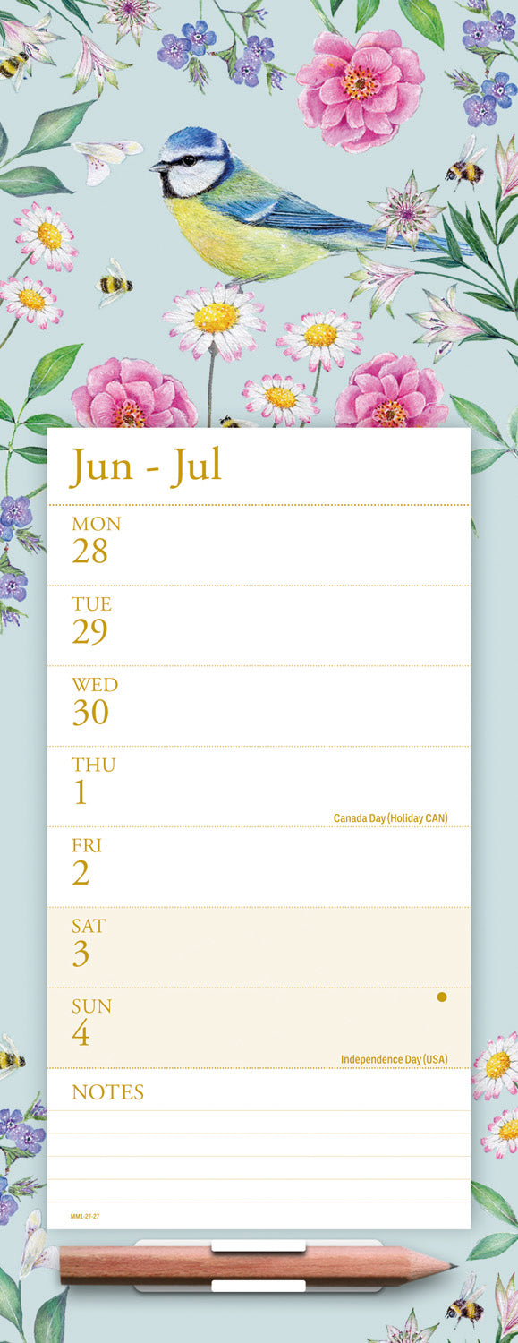 Vintage Garden Week-To-View Magnetic Calendar 2027