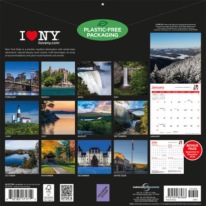I Love NY, State Wall Calendar 2027